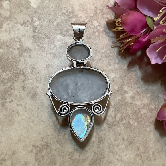 🌸 MOONSTONE OPAL NECKLACE QUARTZ HEALING PENDANT MAGICAL EARTH PROTECTION BOHO - Picture 6 of 9
